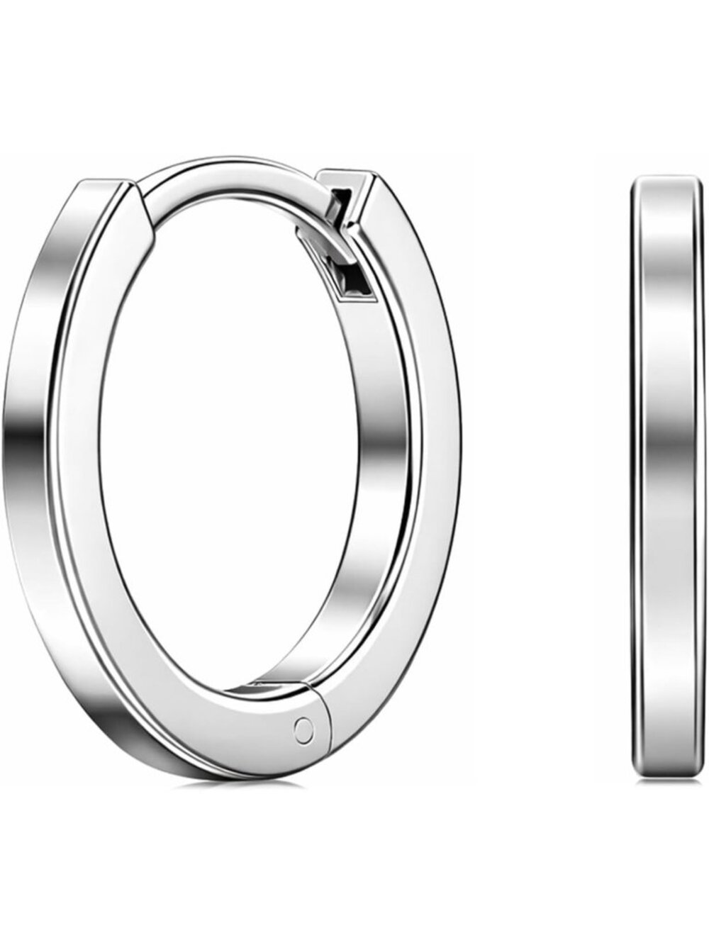 925 Sterling Silver Rhodium Plated Huggie Hoop Earrings - 15MM Elegant Design